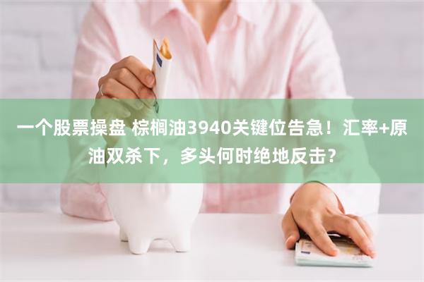 一个股票操盘 棕榈油3940关键位告急！汇率+原油双杀下，多头何时绝地反击？