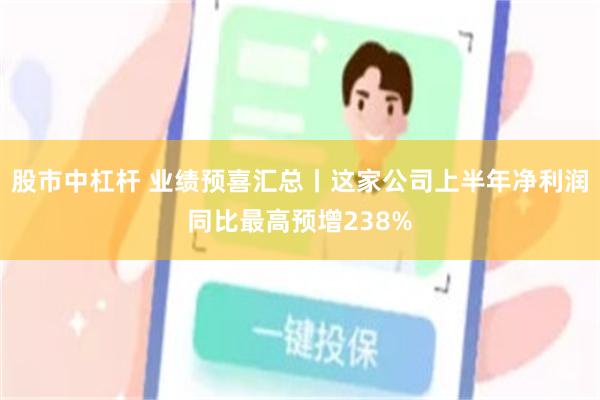 股市中杠杆 业绩预喜汇总丨这家公司上半年净利润同比最高预增238%