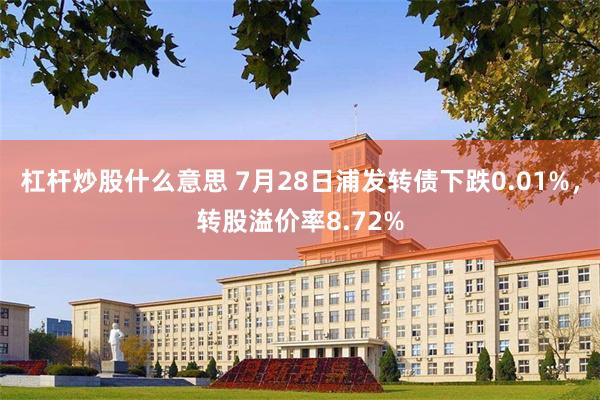 杠杆炒股什么意思 7月28日浦发转债下跌0.01%，转股溢价率8.72%