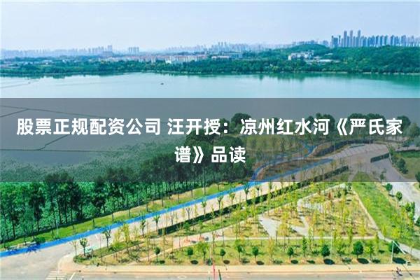 股票正规配资公司 汪开授：凉州红水河《严氏家谱》品读
